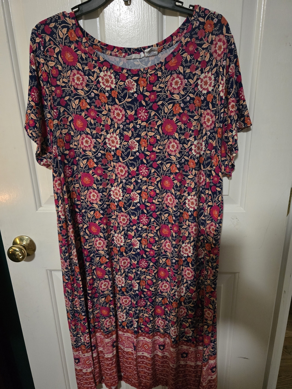Lucky Brand Navy Floral Short Sleeve Maxi